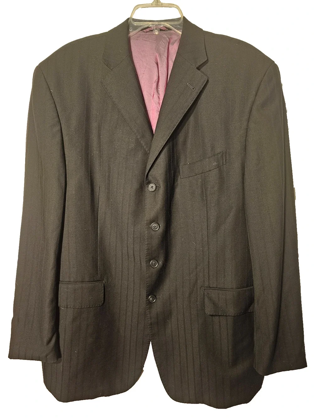Sean John Black Pinstripe Wool Blazer Suit Jacket Mens Size 44R